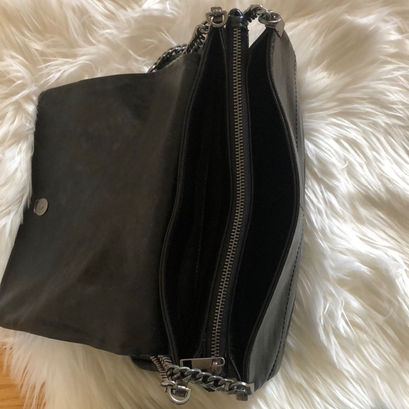 Zara Black Chain Strap Flap Shoulder Bag | Sadagar